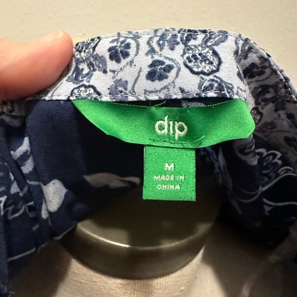 Dip Floral Peplum Blue Long Sleeve Size Medium Drawstrings - Picture 8 of 10